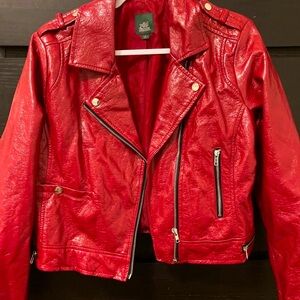 Red Faux Leather Jacket